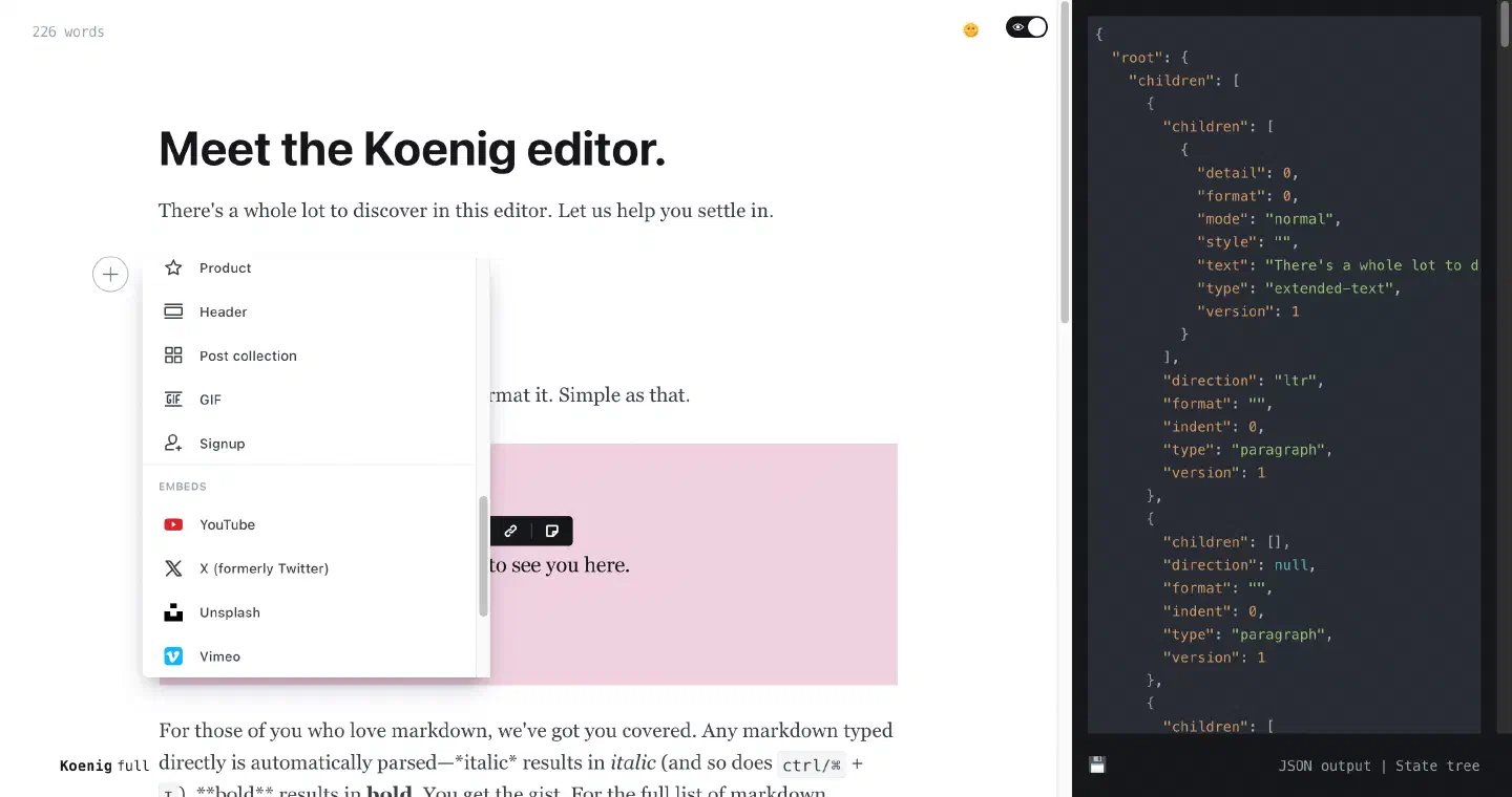 Exemple d’interface de contribution pour Ghost.